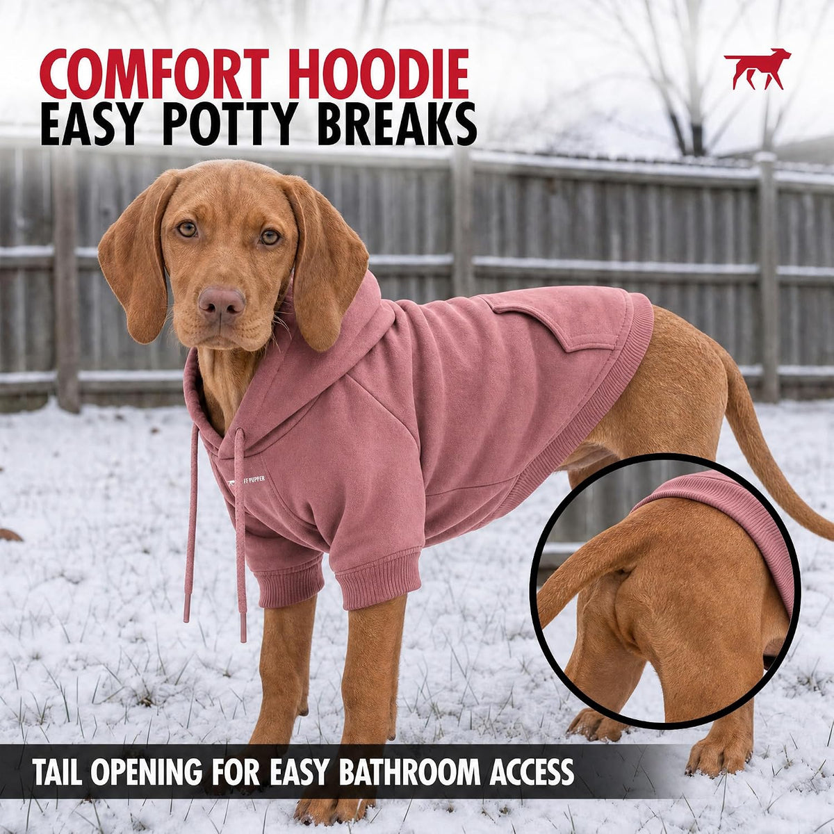Tuff Pupper Dog Hoodie, Premium Quality Insulated Fabric - Dusty Pink / X-Small (10-15 lbs) - image 2