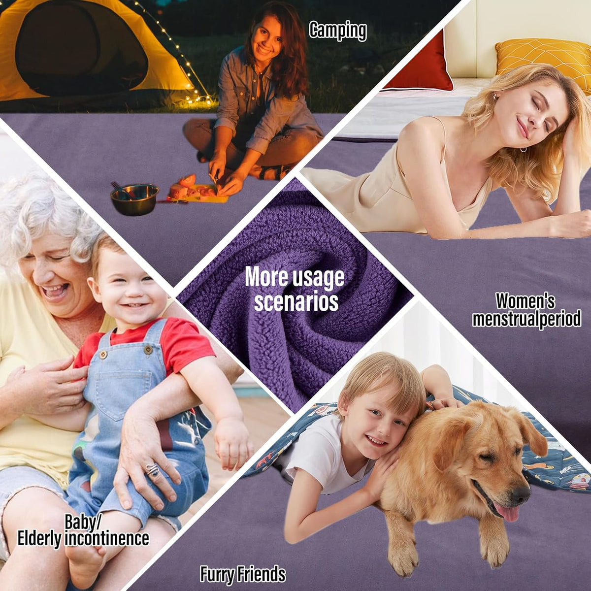 Waterproof Blanket for Bed Couch Sofa, Reversible & Reusable Cat - 60"x80" / Deep Purple/Light Purple - image 4