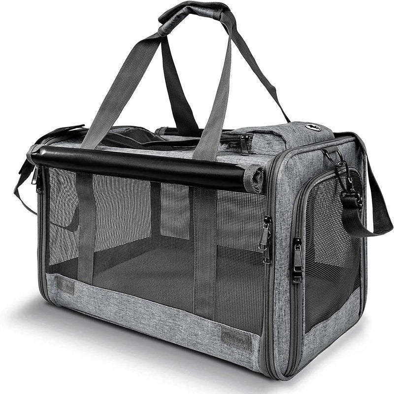Pet Carrier for Large Cats up to 20lbs Soft-Sided Privacy Protection – Essentials for Cats - Grey / 18.1"L x 11.8"W x 11.8"H