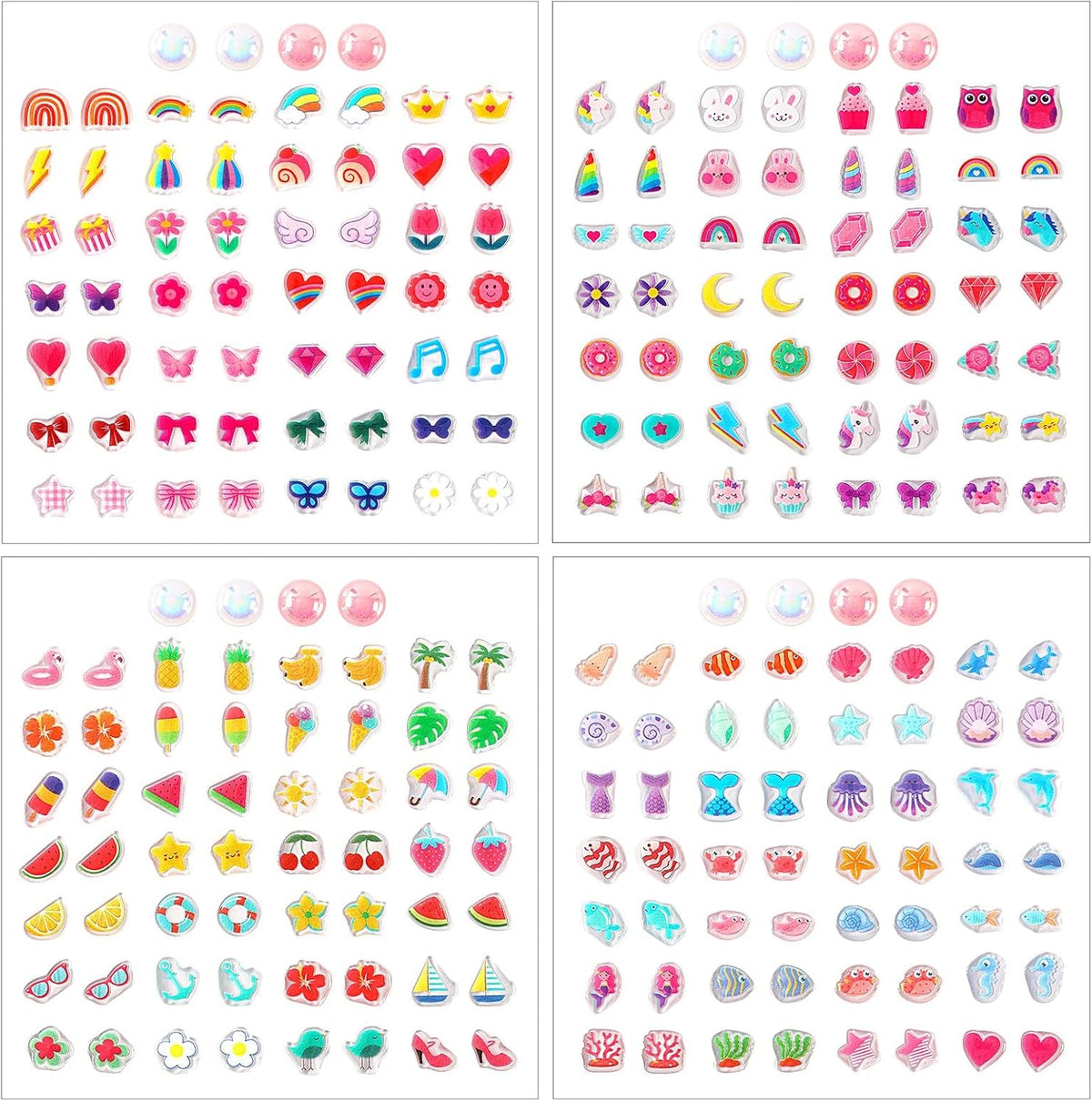 AUGSUN 240 Pcs Halloween Stick on Earrings for Little Girls – Fun for Kids & Family - Mixed styles