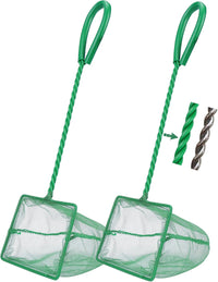 2 Pack Aquarium Fish Net Fine Mesh Quick Catch Tank Skimmer 5 Inch – Essentials for Fish - Green / 4" (2-Pack)