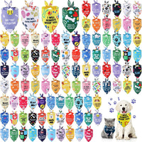 Sweetude 100 Pcs Dog Bandanas Bulk Triangle Bibs Adjustable - Vivid