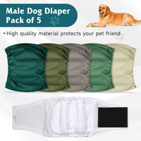 5 Pack Dog Diapers Male, High Absorbing Dog Wraps - Large / Green - image 2