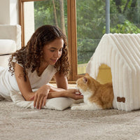 FUKUMARU Cat Bed Cave, Enclosed Washable Covered Dog Bed with Support Frame – Essentials for Cats - Cream / 17 Inch (Cats up to 15 lbs, Dogs up to 10 lbs) - image 4