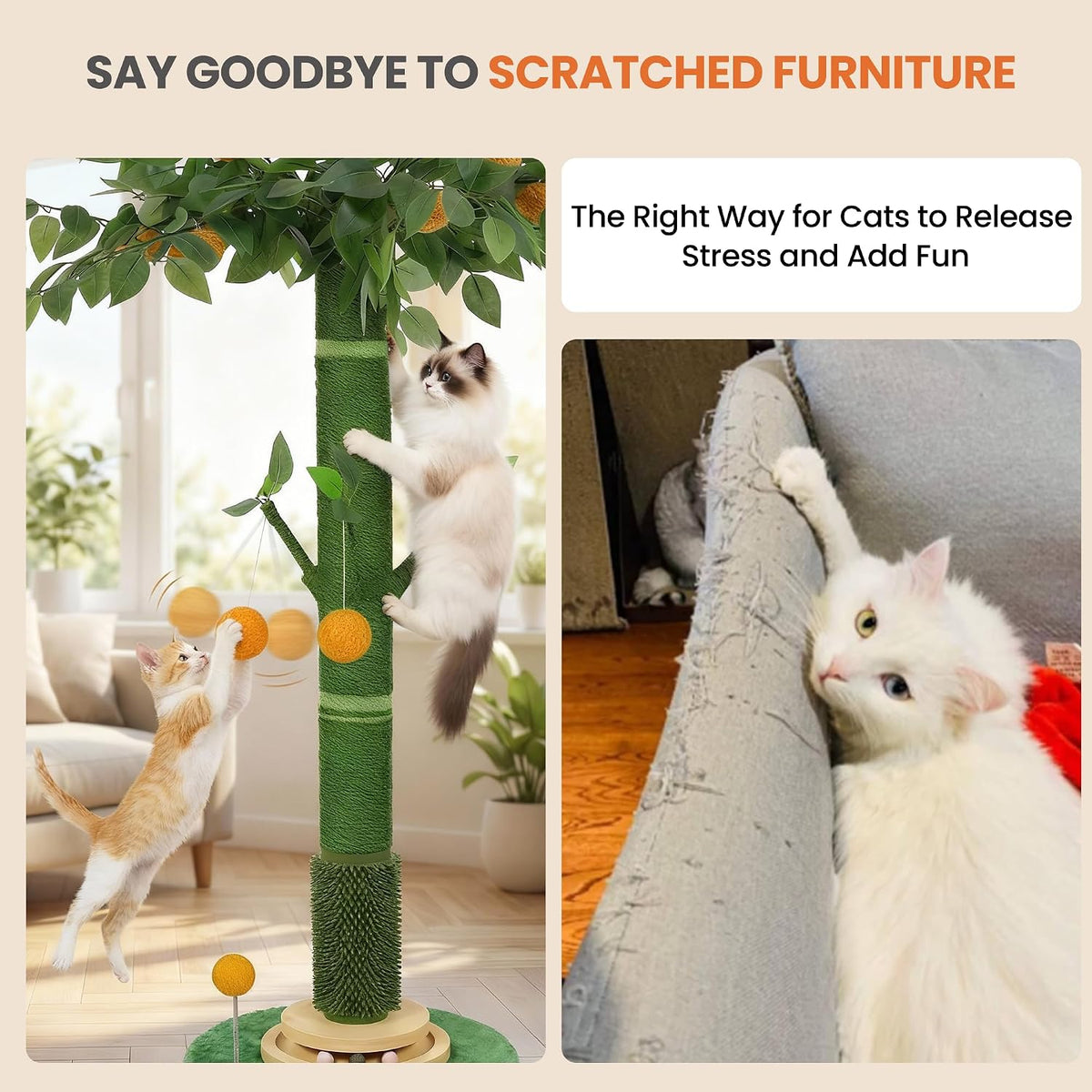 46" Extra Tall Cat Scratching Post for Large Cats, Sisal Rope – Essentials for Cats - image 4