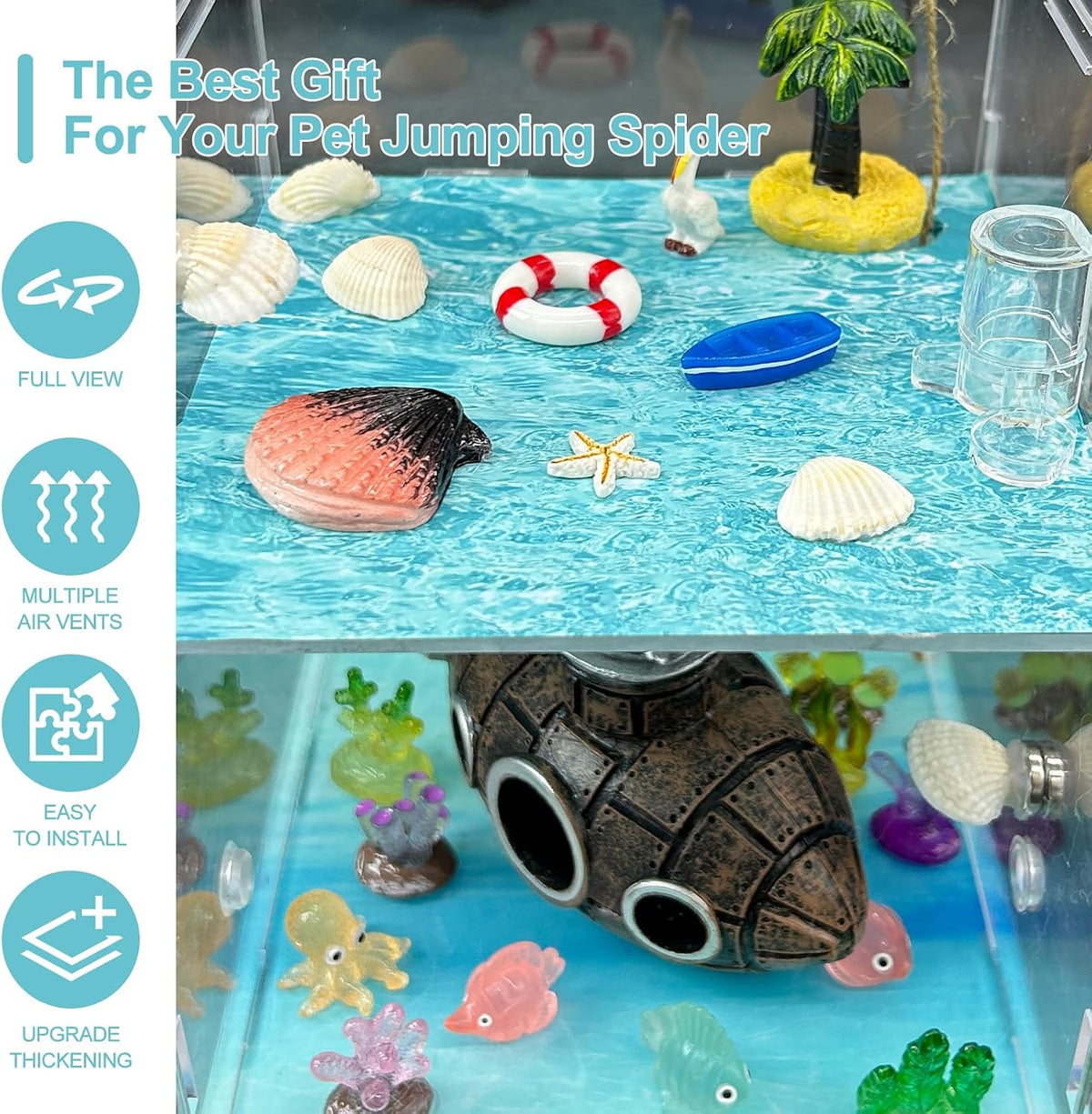Jumping Spider Enclosure, DIY Insects Habitat - Ocean - image 4