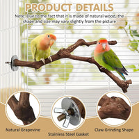 PINVNBY 3 Sizes Natural Parrot Perch Grape Wood Bird Stand Pole - 5.9+7.9+9.8in - image 3