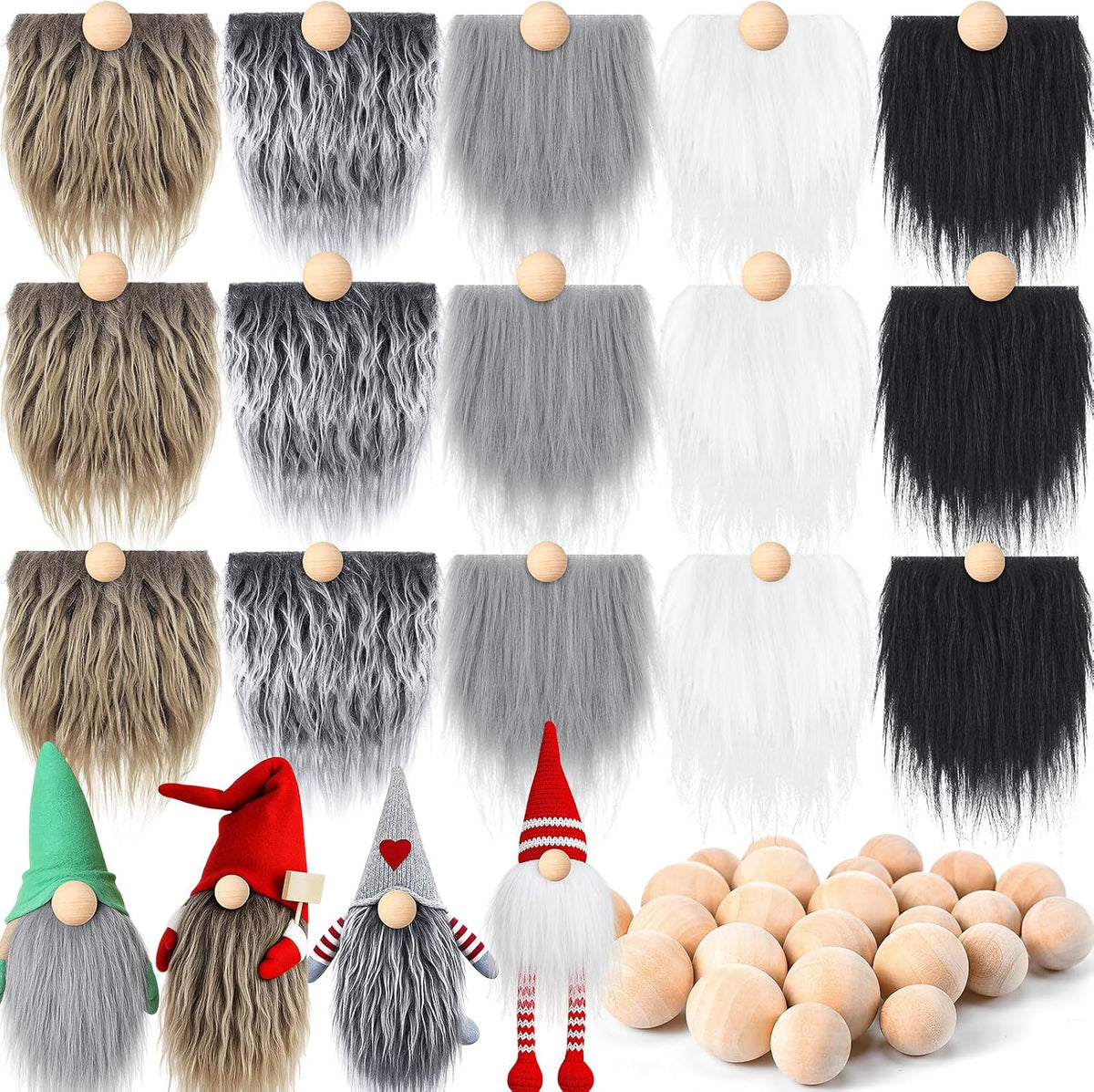 Tudomro 45 Pcs Halloween Gnome Beards for Crafting DIY Gnome Beard - Gray, White / 45
