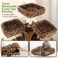 Globlazer Cat Tree Tower for Multiple Adult Cats, F82 - 82 inch / Leopard Print - image 3