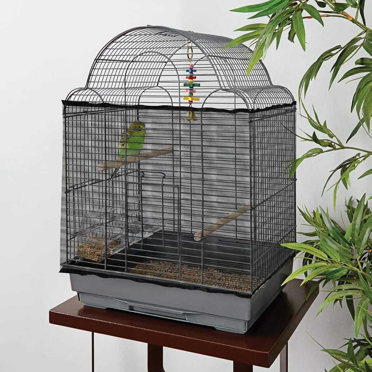 Trinkrittey Bird Cage Seed Catcher White Bird Cage Net Cover - Black - image 2