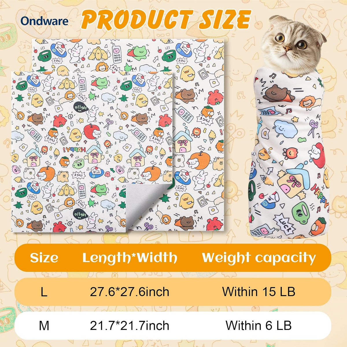 27.6 in Self-Adhesive Cat Grooming Wrap for Nail Clipping – Essentials for Cats - White / 27.6 inch - image 2