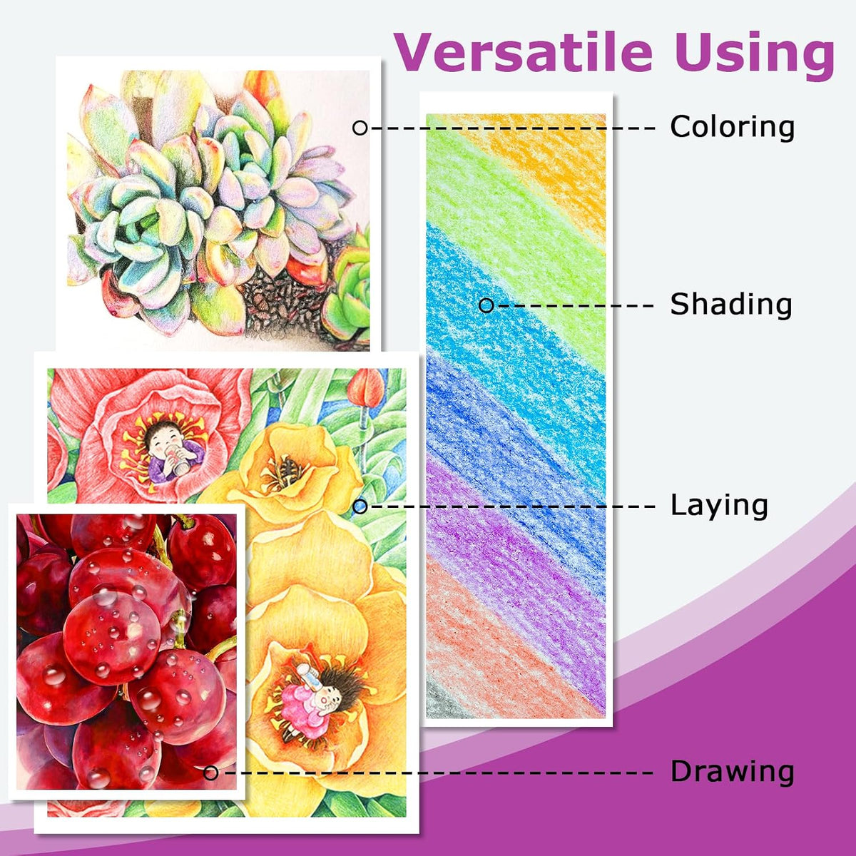 Hapikalor Colored Pencils, 12 Rainbow Pencils - 72 - image 4