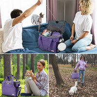 BAGLHER Dog Travel Bag Backpack Pet Supplies Backpack 5-Piece Set with Shoulder Strap 2 Lined Pet Food Containers 4 Foldable Feeding Bowls Essential Kit for Pet Travel