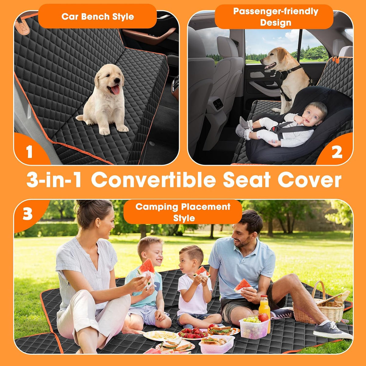 MIXJOY Dog Car Seat Cover - Black / 61"W x 55"L - image 3