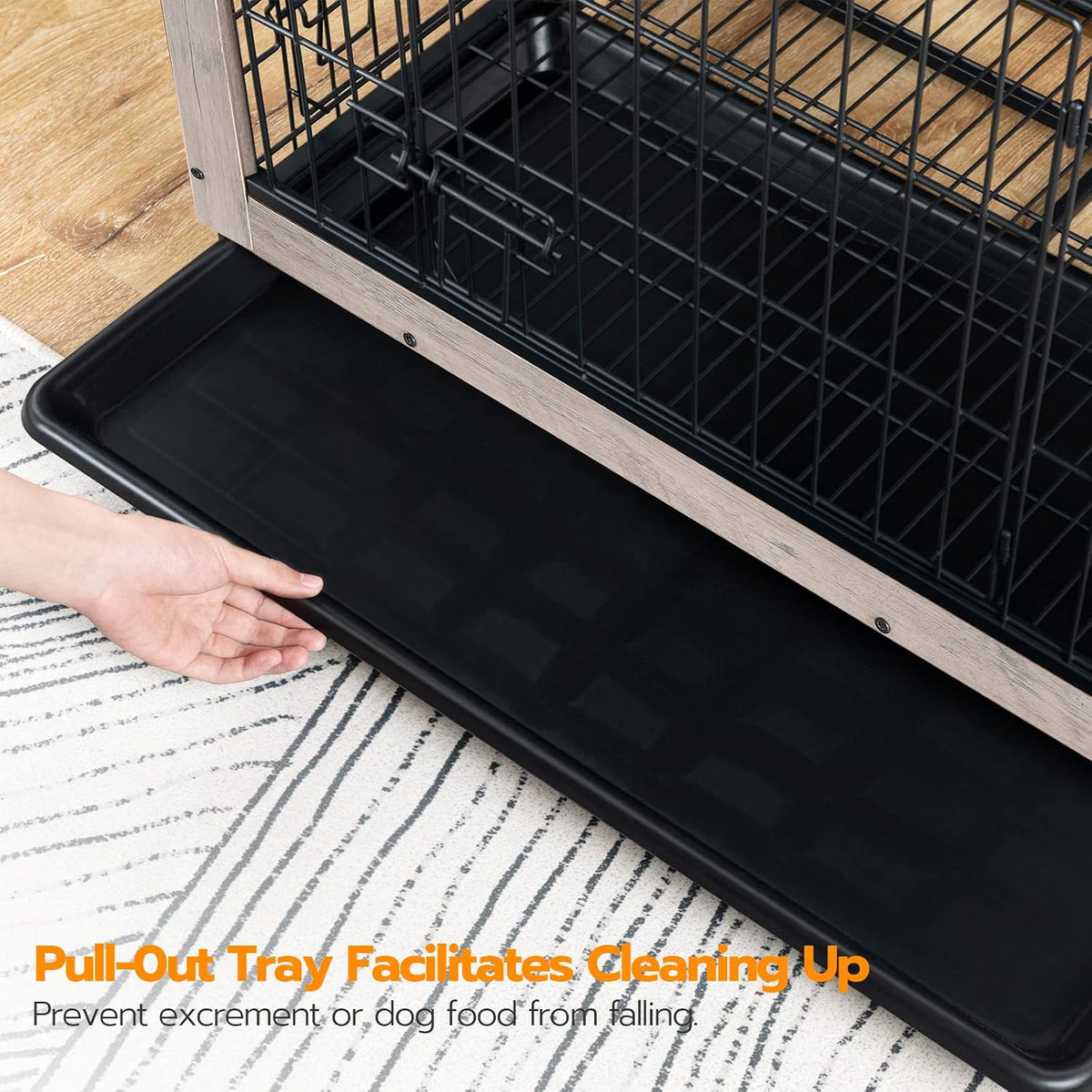 HOOBRO Dog Crate Furniture, 38.6" Large Dog Kennel Indoor - 38.6"L x 25.6"W x 26.9"H / Greige - image 4