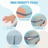Asweets 4 in 1 foam climbing blocks for toddlers in blue and khaki faux-linen cover - view 4