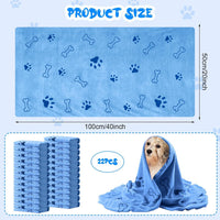 Tatuo 22 Pcs Dog Towels for Drying 20 x 40 Inch Pet Bath Towels - Blue / Bone Pattern - image 2