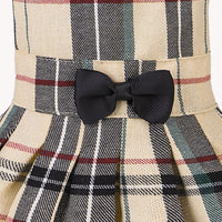 PUPTECK Classic Beige Plaid Dog Dress with Bow Puppy Skirt Clothes M – Essentials for Dogs - Beige(Classic Plaid) / Medium - image 4