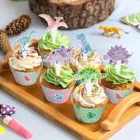 Hxezoc football cupcake toppers and wrappers set with brown and green football designs - view 37