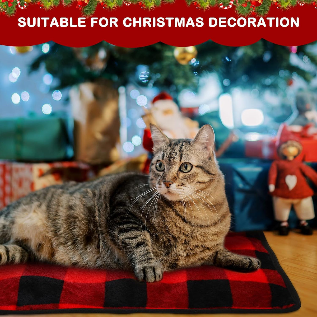 4 Pack Self Heating Cat Pad Self Warming Dog Mat, Heart - Buffalo Plaid / 16 x 20 Inches - image 4