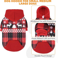 Plaid Dog Hoodie Pet Clothes Sweater with Hat and Pocket for Small - Red&Black(Christmas) / Medium (Pack of 1) - image 2