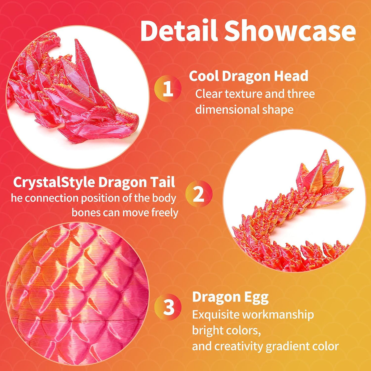 Zobetro 3D Printed Dragon Easter Basket Stuffers Surprise Egg - Red - image 4