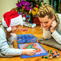 ZOZOPLAY 490-piece cube mosaic puzzle with colored blocks, grid board, design sheets and storage box - view 2