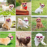 Dog Sunglasses Small Breed, Small Dog Goggles with Adjustable Straps, UV/Wind/Dust/Fog Proof Dog Eye Protection Sunglasses for Outdoor Car Driving Riding, Pink