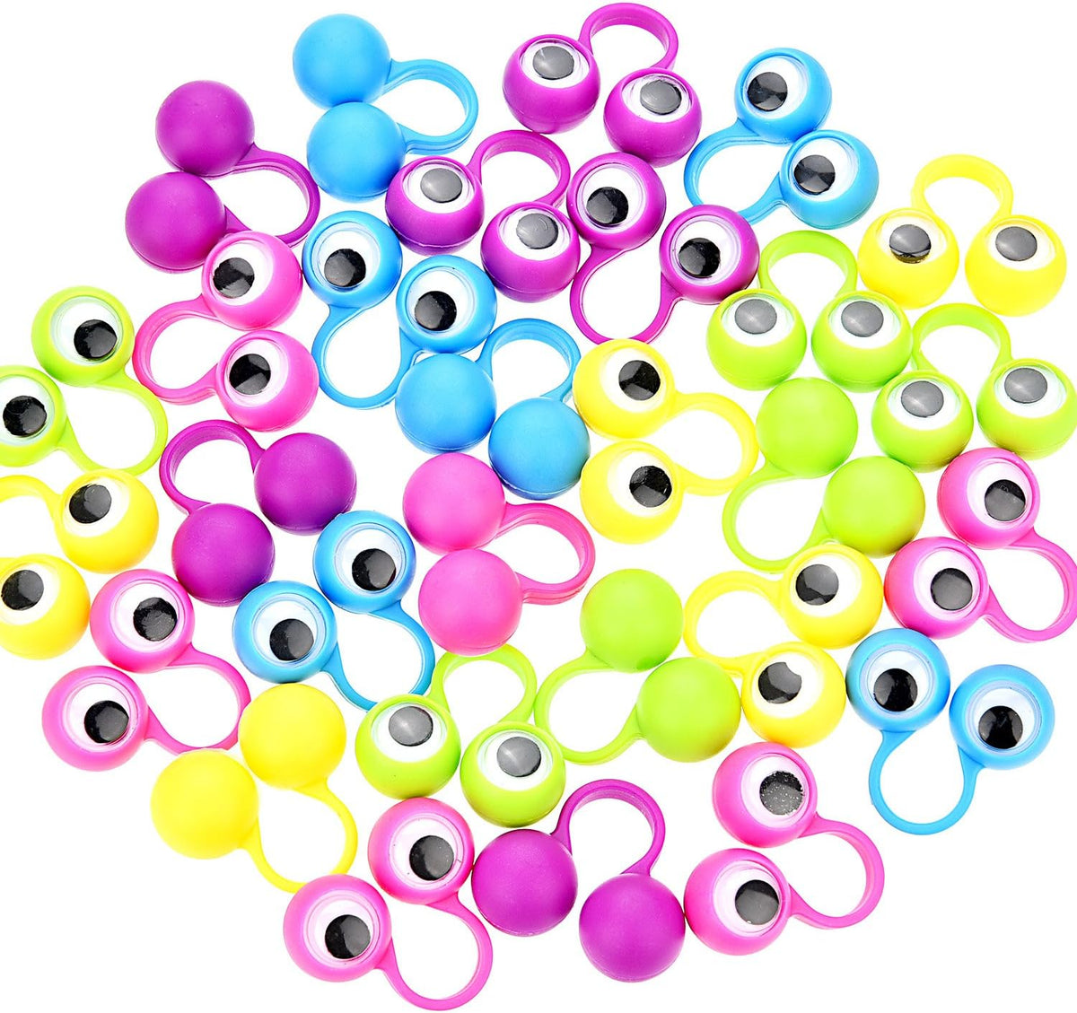 Frienda 30 Pcs Eye Finger Puppets Ring Toys for Kids, 5 Colors – Fun for Kids & Family - image 4