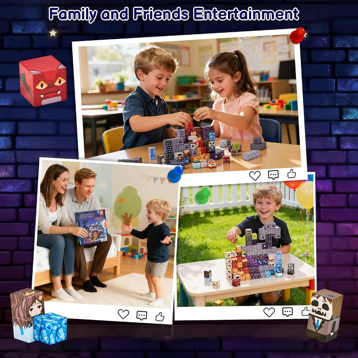 EWED 200 piece forest themed magnetic building blocks with trees, houses and figures - view 13