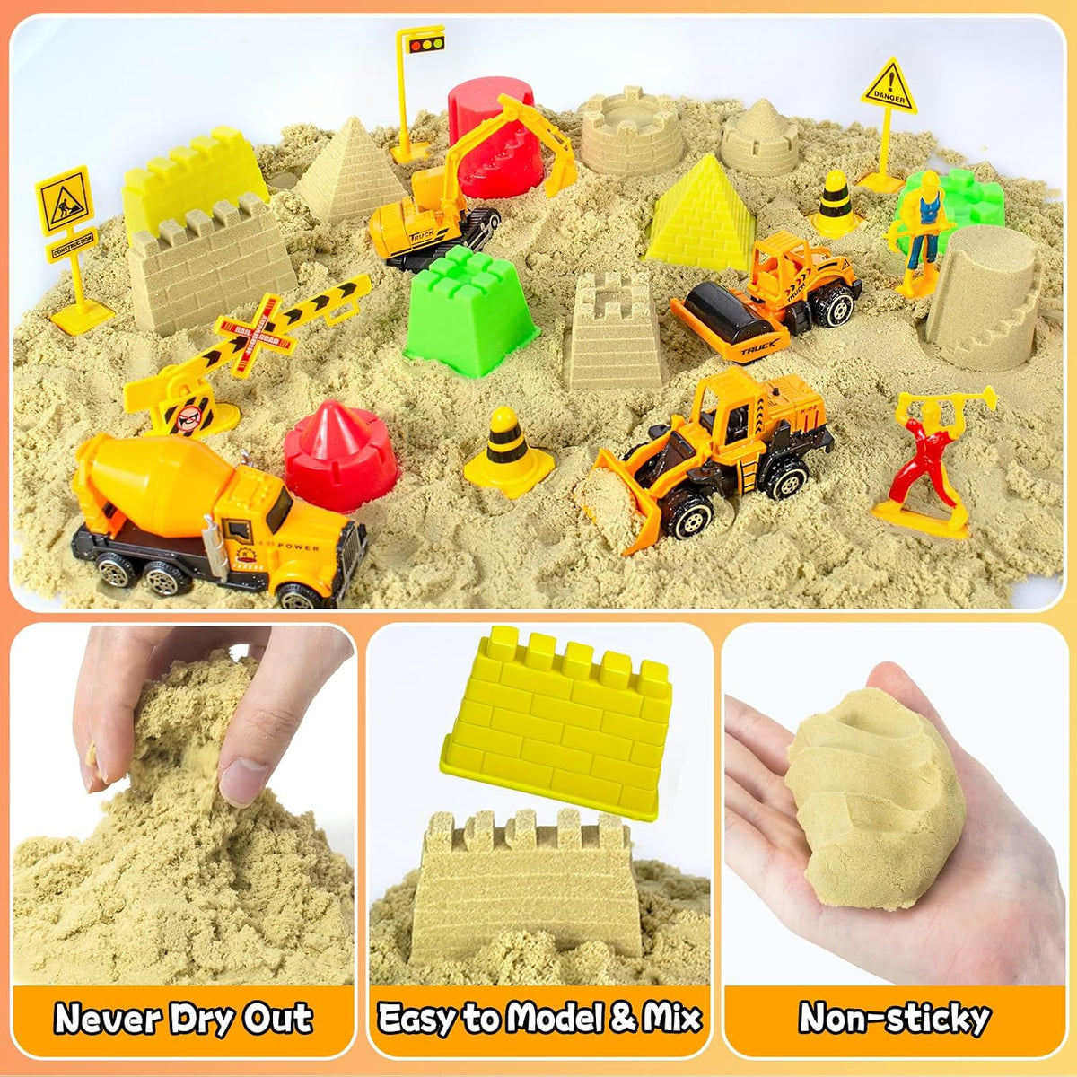 Tcvents unicorn sensory bin with pink sandbox, play sand, castle molds and unicorn figures - view 4