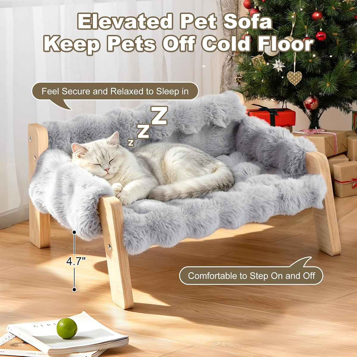 Elevated Cat Couch Bed for Indoor Cats - Gray - image 3