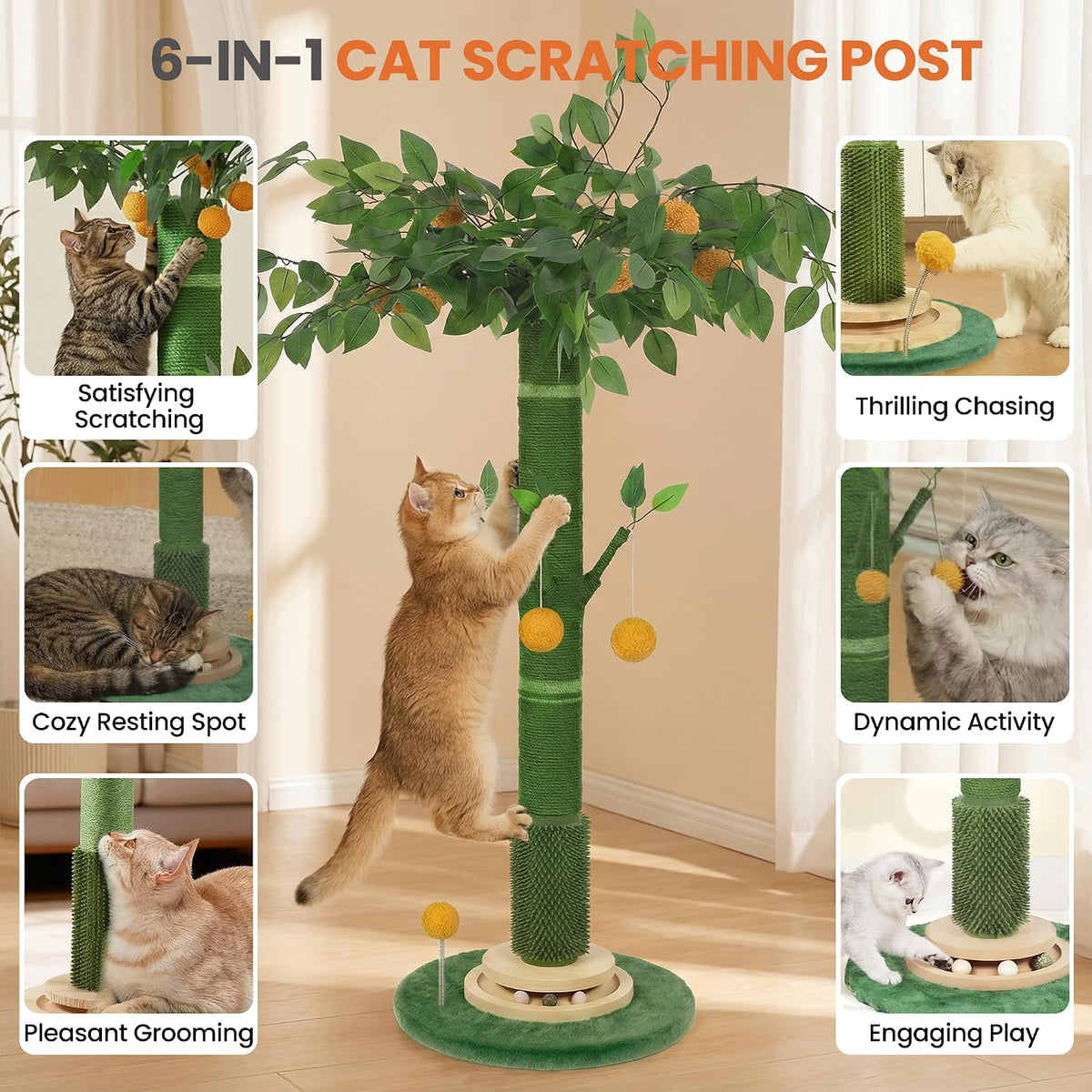 46" Extra Tall Cat Scratching Post for Large Cats, Sisal Rope – Essentials for Cats - image 3