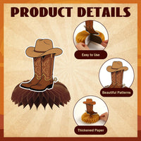 10 Pcs 80s Party Decorations, 1980s Table Honeycomb Centerpieces – Fun for Kids & Family - Western Cowboy Boot Style - image 2