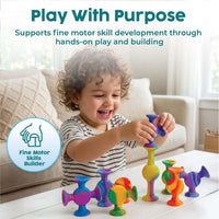BUNMO Bath Toys Suction, Connect, Build, Create - Rainbow Swirl - 10 Pk - image 4