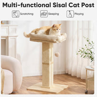 FUKUMARU Retro-Style Cat Scratching Post with Perch for Indoor Adult - Beige - image 2