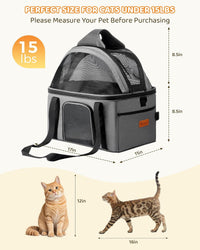 BurgeonNest Top-Expandable Cat Carrier with Semi-Open Canopy - Grey / Medium-Full-Open - image 2