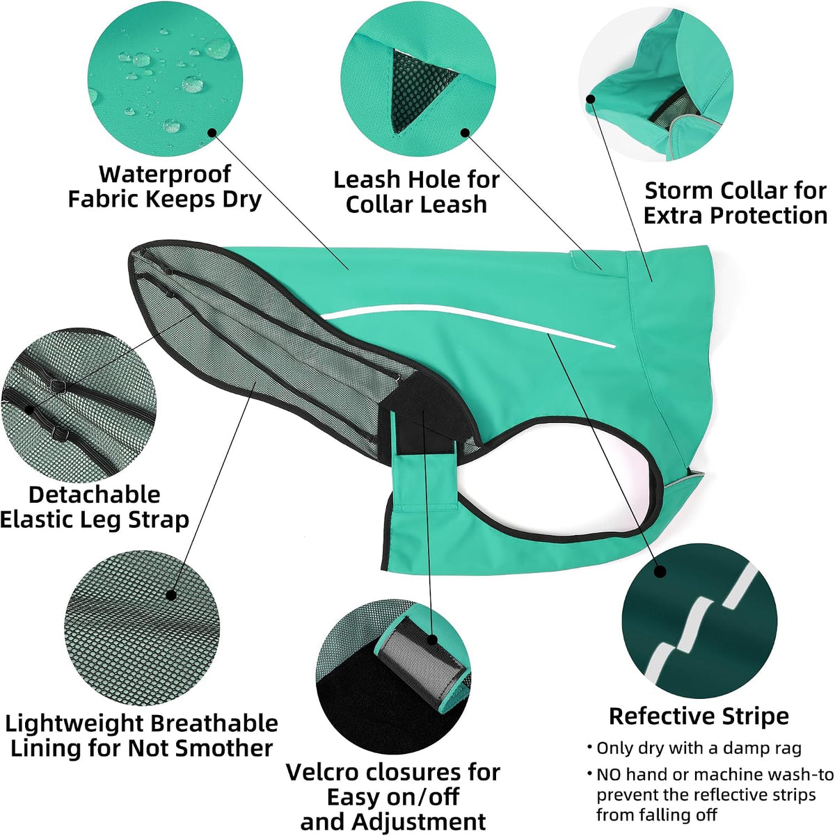 Mile High Life Dog Raincoat - S Chest 22"-25" / Green - image 3