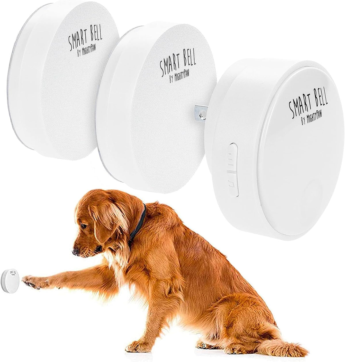 Mighty Paw Smart Bell 2.0 Dog Door Bell for Potty Training Dogs - 2 Activators (Most Popular) / White
