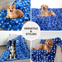 Dog Blanket Paw Bone Pattern 1 Pack 2 Super Soft Warm Flannel Sofa - 80*60 inch (Pack of 1) / Blue|paw Bone - image 4