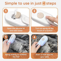 GKZ Cat Steam Brush, 3 in 1 Pet Comb for Massage, Cleaning, Shedding and Combing, Electric Mist to Prevent Flyaways for Home, Dogs and Cat Lovers - White