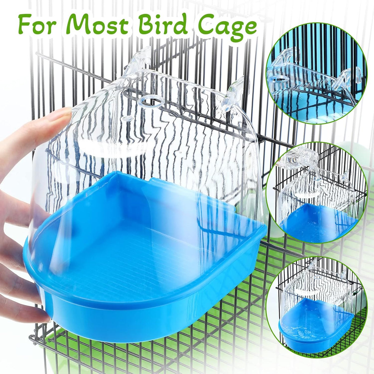 Honeydak 3 Pcs Bird Bath for Cage Parakeet Bath Hanging Box - Classic Colors - image 4