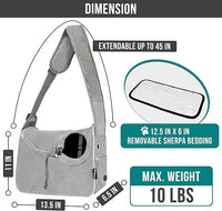 PetAmi Small Dog Sling Carrier, Soft-Sided Crossbody Puppy Carrying Purse Bag, Adjustable Sling Pet Pouch to Wear Medium Cat Travel, Dog Bag for Traveling, Poop Bag Dispenser, Max 10 lbs, Stripe Black