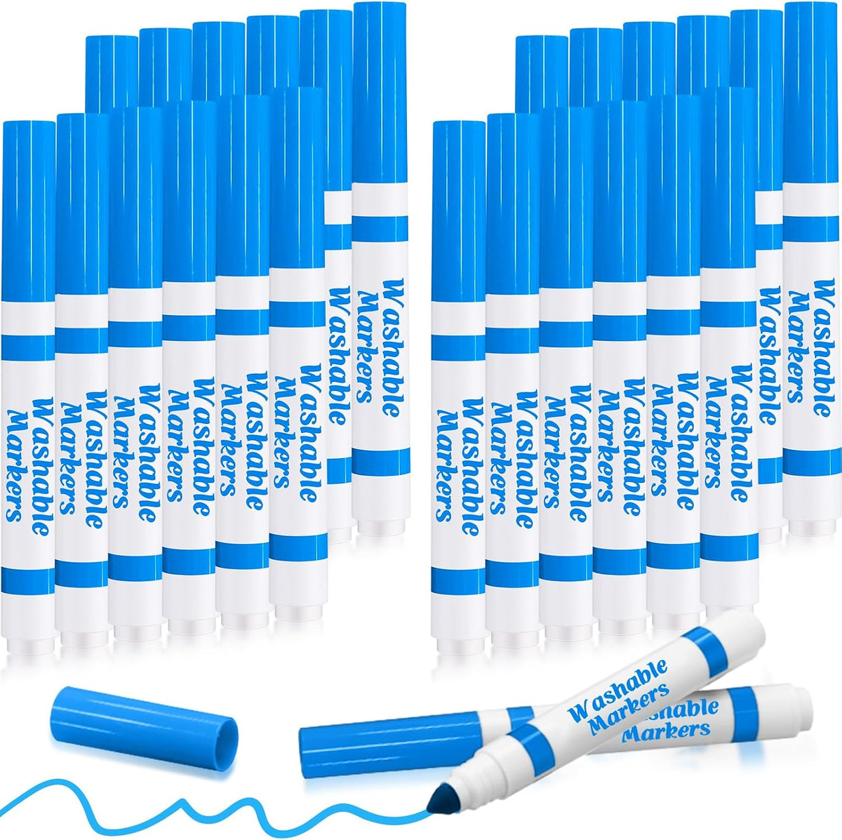 Janlaugh washable markers bulk pack of 24 broad line markers with conical tips