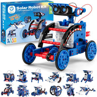 Sillbird 12-in-1 Solar Robot Building Kit STEM Gift for Boys Ages 8-13 – Fun for Kids & Family - Blue-red