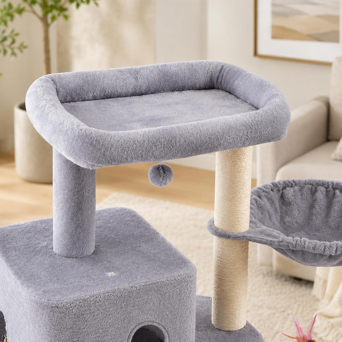 HUITREE 45in Cat Tree Tower with Big Condo for Indoor Cats - 336G - image 3