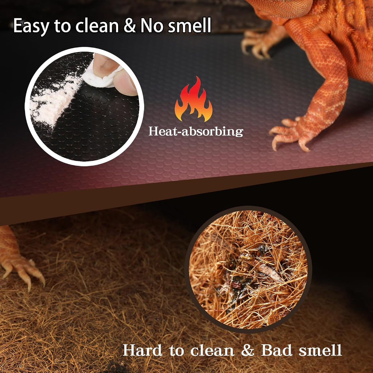 Bearded Dragon Tank Accessories, Reptile Mat - 18x72" Black - image 2