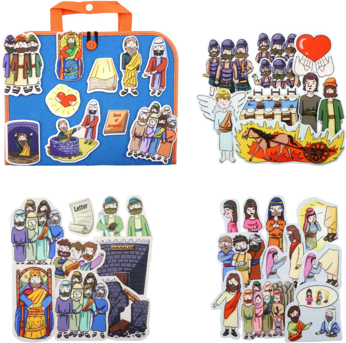 CHEFAN Noah's Ark Felt Board Bible Stories - Prophet Jeremiah & Other 3 Bible Stories Set