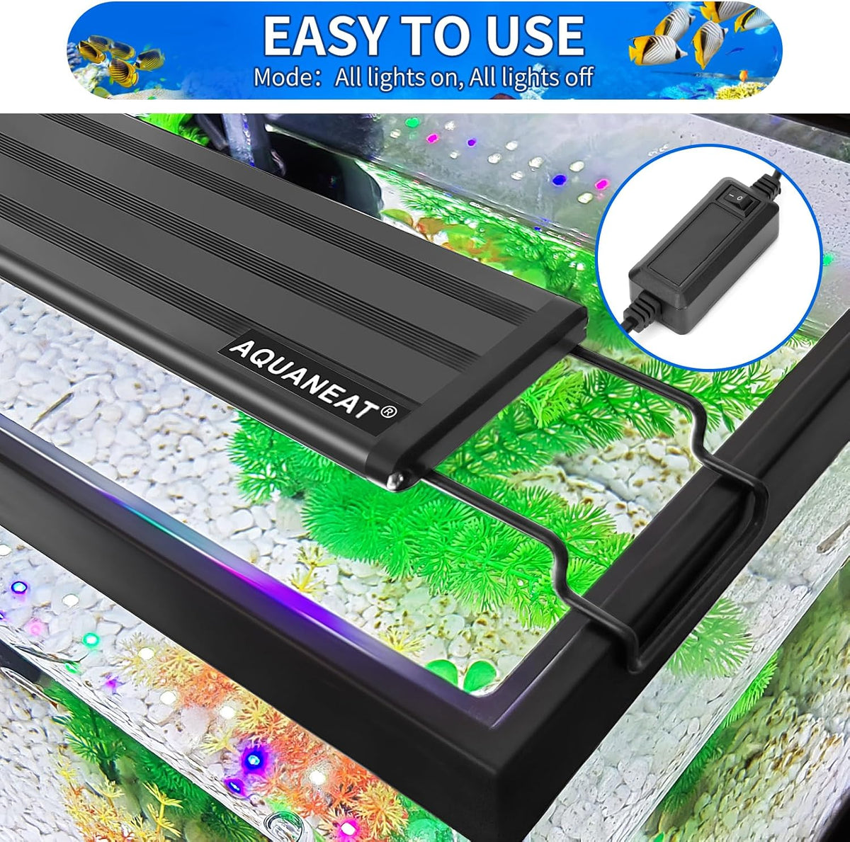 AQUANEAT LED Aquarium Light Full Spectrum for 18 Inch to 24 Inch Fish - 8"-10" - image 4