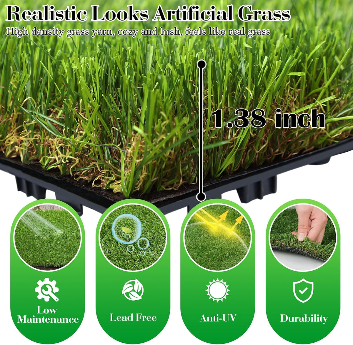Interlocking Fake Grass Tiles Pad for Dogs Potty Training - 12 / Plastic - image 3